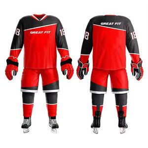 Meilleures ventes : Ensembles d'uniformes de hockey sur glace pour hommes adultes, respirants, durables, avec logo personnalisé, service OEM, tenues d'équipe, couleurs noires - Product Image 6