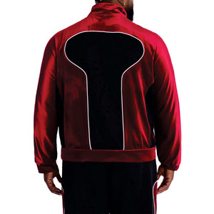 Conjunto de chándal de terciopelo de lujo para hombre, chaqueta con cremallera completa, paneles en contraste, ropa de calle de diseñador, chaqueta cortavientos de dos piezas, OEM personalizado al por mayor - Product Image 5