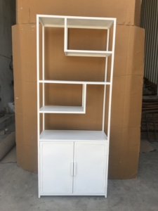 Modern <b>White</b> Iron <b>Bookcase</b> Storage Cabinet Display Shelving Unit Partition Rack for Living Room Office - Product Image 4