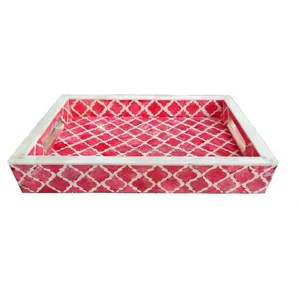 Bandeja con incrustaciones de hueso para servir aperitivos de Diseño Europeo, bandeja de madera de tamaño personalizado para cocina y hogar, bandejas de artículos calientes - Product Image 1