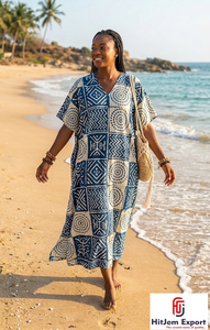 Custom Printed <b>Kaftan</b> Dress Women <b>Summer</b> Beach Wear Loose Fit Soft Fabric Trendy Design Wholesale Supply - Product Image 3