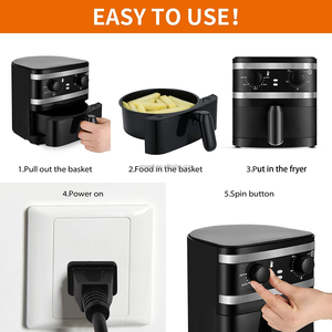 ANWELL Friteuse à air électrique sans huile, capacité 1L <span class=keywords><strong>2L</strong></span>, panier antiadhésif, appareil de cuisson à air chaud, électroménager de cuisine avec minuterie - Product Image 3