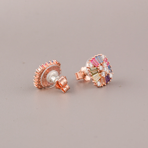 Rose Gold Plated Flower <b>Stud</b> <b>Earrings</b> With <b>Crystal</b> Rhinestones For Women Party Jewelry Cute Alloy <b>Earrings</b> - Product Image 2