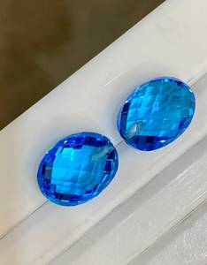 Par de Topacios Azules Suizos Naturales, Corte Doble de Forma Elegante, Piedras Sueltas de Calidad Extra - Product Image 4