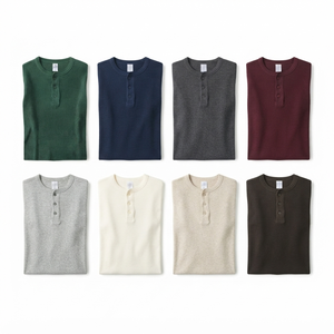 New Casual BusinessBlank <b>Henley</b> Neck Custom logo Long Sleeve t <b>Shirt</b> for Men t Wholesale High Quality Luxury Plain Blank Short - Product Image 5
