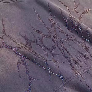 เสื้อฮู้ดดี้ผู้ชายผ้าฝ้ายหนานุ่มคุณภาพสูงสำหรับฤดูหนาว พิมพ์ลายดิจิทัล แต่งขาดแบบดิสเทรส ล้างสีแบบ Stone Acid Wash - Product Image 4