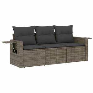 Conjunto de Sofás de Jardín de Ratán PE Gris y Acero con Recubrimiento en Polvo, Colección de Muebles Elegantes para Exteriores - Product Image 2