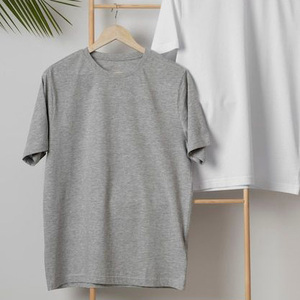 เสื้อยืดคอกลมผ้าฝ้ายยูนิเซ็กซ์ สีพื้น ทรงหลวม แขนสั้น สวมใส่สบาย ระบายอากาศได้ดี เหมาะกับทุกฤดู ผ้าถักเรียบ ย้อมสีพื้น - Product Image 4