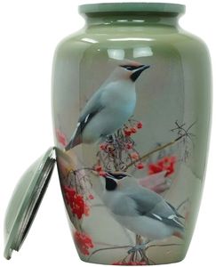 Urne funéraire en aluminium à deux compartiments pour cendres humaines, taille adulte - Urne de crémation en métal à sections séparées - Couvercle amovible, vase commémoratif pour funérailles - Product Image 1