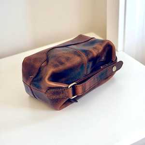 Leather <b>Toiletry</b> Bag Men Travel Wash Organizer Waterproof Grooming Cosmetic <b>Storage</b> Bag LTB-0148 - Product Image 1
