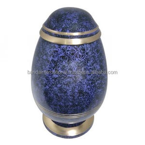 Urnes de crémation pour adultes en laiton de haute qualité avec urnes funéraires en métal fini étain et marbre bleu pour cendres humaines - Product Image 1