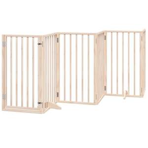 Barrière pliable pour chien à 6 panneaux avec porte en bois de peuplier 118,1 pouces Maisons et meubles pour animaux de compagnie - Product Image 2