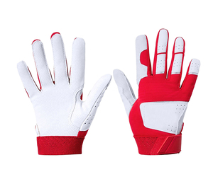 Best Selling Customizable Leather Baseball/Softball Batting <b>Gloves</b> Left Red/White Color <b>Moisture</b> Wicking Lightweight Custom Logo - Product Image 4