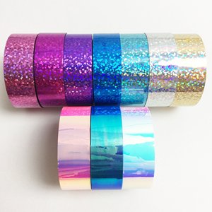 Iridescent <b>Clear</b> Holographic Adhesive <b>Tape</b> OEM Wholesale Rainbow Color Reflective Film DIY Craft Decoration Wrapping <b>Tape</b> Roll - Product Image 2