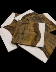Ensemble de sous-verres en résine de bois naturel de luxe, décoratifs, faits à la main, carrés, modernes, pour boissons, diamètre 350 mm, épaisseur 5 mm, pour la salle à manger - Product Image 1