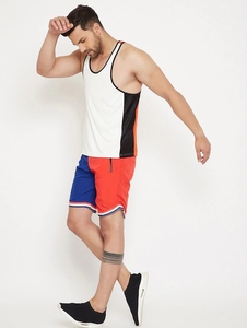 เสื้อกล้ามผู้ชายสีพื้น ขาว ดำ ส้ม สปอร์ต คอกลม แห้งเร็ว ผ้าถัก 100% คอตตอน ODM โลโก้ด้านหน้า ชุดออกกำลังกาย - Product Image 1