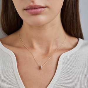 Colliers pendentifs en perles rondelles de diamant, or massif 14k 18k, pavé de diamants de laboratoire taille ronde, minimalistes, pour usage quotidien, breloques coulissantes de luxe - Product Image 2