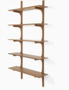 Étagère murale en bois minimaliste à 5 niveaux, fabriquée à la main, design rectangulaire moderne du milieu du siècle, décoration de salon, Madera Finekraft - Product Image 1