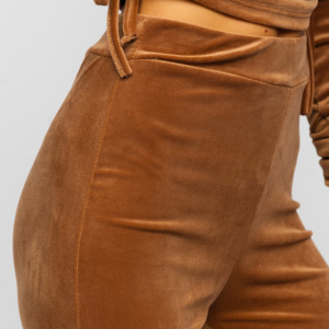 Ensemble de survêtement en velours marron pour femmes, col roulé, manches longues, imprimé floral, décontracté, coupe ajustée, pantalon à taille élastique, automne - Product Image 4