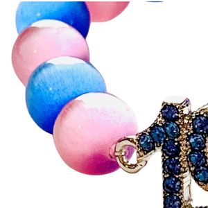 Light Blue Crystal <b>Beaded</b> <b>Bracelet</b> with Decorative Charm Stretch Wrist <b>Bracelet</b> Fashion Jewelry for Women Everyday Gift Wear - Product Image 3