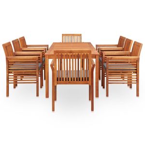 Conjunto de Comedor para Exterior con Estructura Marrón y Cojines Gris Oscuro para Jardín - Product Image 3