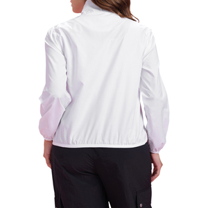 Chaqueta Blusa Blanca para Mujer con Cuello Alto, Manga Tres Cuartos, Cierre de Cremallera, Transpirable, de Poliéster Tejido, Estilo Casual de Primavera - Product Image 2