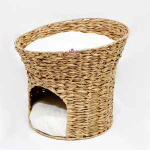 Coussin pour chien rond en jacinthe d'eau avec coussin amovible et lavable, style classique, pour toutes les saisons - Product Image 5