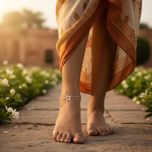 Magnifique Bracelet de Cheville en Argent Sterling 925 avec Breloque Étoile, Bijou pour Femmes et Filles, Idéal pour Mariages et Fêtes, Bracelet de Cheville Hldi - Product Image 1