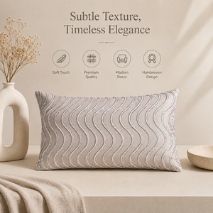 Modern Wave Embroidered Cushion Cover <b>Soft</b> Textured Fabric Decorative Lumbar Throw <b>Pillow</b> Case for Sofa LivingRoom Bedroom Decor - Product Image 6