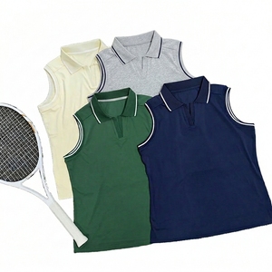 Polo de golf sans manches pour femme à séchage rapide, nouveau col, extérieur, en Spandex/Nylon, pull perlé à col polo - Product Image 4