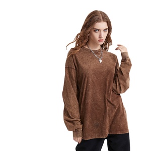 Customizable Distressed T-Shirt <b>Drop</b> Shoulder <b>Acid</b> Wash Tee 100% Cotton Knitted Breathable with O-Neck 300gsm - Product Image 2