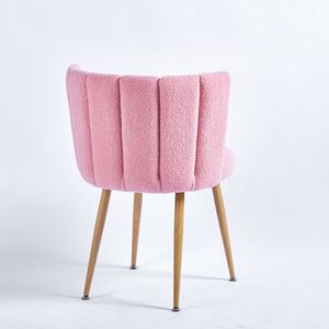 Set moderno rosa sedia da pranzo 2 tubi di ferro colore legno gambe capelli corti cuscini comodi schienale per sala da pranzo soggiorno - Product Image 6