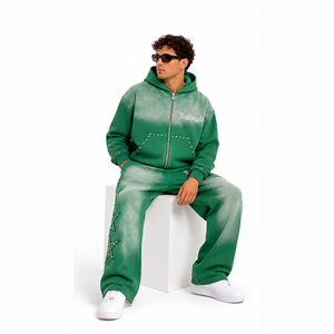 Conjunto de Joggers OEM Streetwear con Estampado Puff, Lavado Ácido, Estilo Baggy Oversize de Pierna Ancha - Product Image 4