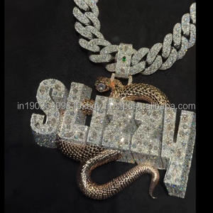 Collier pendentif personnalisé de luxe Hip Hop glacé, plaqué or 14K, rhodié, avec diamant Moissanite de laboratoire certifié IGI taille brillant - Product Image 3