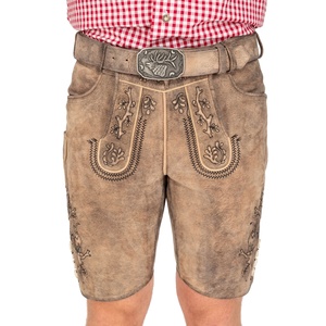 Shorts en cuir bavarois personnalisés pour hommes, 100% daim de chèvre, brodés, respirants, style streetwear pour les saisons d'automne - Product Image 1