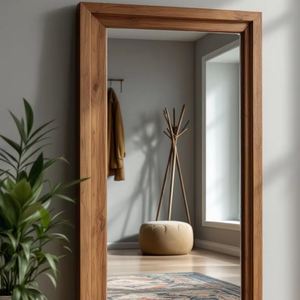 กรอบกระจกไม้สไตล์โมเดิร์นลดราคาสุดฮอต พร้อมกรอบกระจกไม้สีธรรมชาติและสีน้ำตาลเข้ม สำหรับใช้ในร้านเสริมสวย - Product Image 1