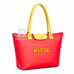 Bolso tote personalizado NSPDK Sorority rojo y dorado con logo bordado, de uso diario, gran capacidad, de cuero, para mujer. - Product Image 2