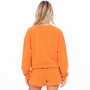 Women's Rhinestone Printed Oversized Sweat Shirt Drawstring Waist Sweat <b>Short</b> 2 Piece Winter Wear <b>Set</b> Casual Cotton Fleece Shirt - Product Image 2