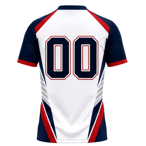 Manufacturer Custom Navy Blue Red White Sublimated Volleyball Jersey Short Sleeve Athletic Sports Shirt Team Competition Wear - Product Image 2
