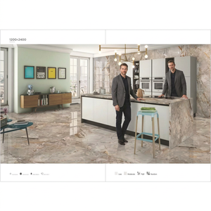 Dalles de porcelaine fine La Breccia 120x240cm, aspect marbre, pour comptoirs et décorations murales de luxe, dalles géantes en pierre frittée - Product Image 2