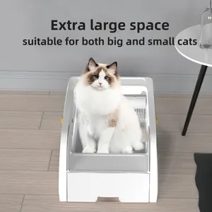 新しいデザインオープンtuya wifiコントロールプラスチック猫クリーニング製品自動猫トイレスマート猫トイレボックス