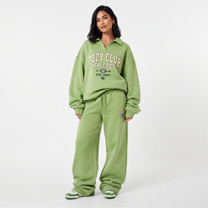 Ensemble de survêtement décontracté pour femme en molleton 100 % coton, coupe ample, avec taille mi-cordon, idéal pour l'hiver et le streetwear - Product Image 5