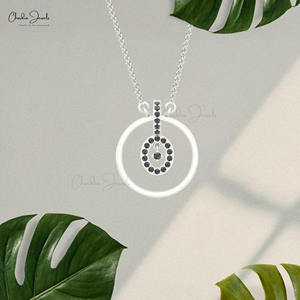 Collar de Eternidad con Patrón de Círculos de Diamantes Negros en Oro Sólido de 14K, Collar de Diamantes de Corte Redondo de 2 mm, Ofertas Exclusivas al por Mayor - Product Image 2