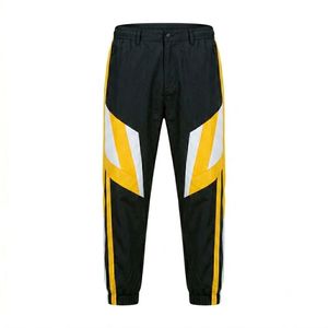 Ensemble de survêtement sportif noir pour homme, imprimé sur mesure, avec veste à col montant zippée et pantalon, bicolore jaune et blanc, collection automne - Product Image 5
