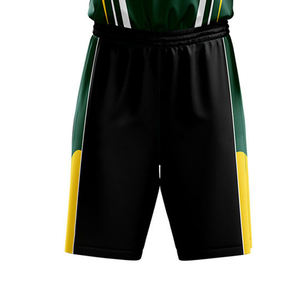 Ensemble de maillot de basket sans manches vert et noir pour homme, col en V, maille respirante, nom et numéro personnalisés, taille élastique, vêtements de sport d'été - Product Image 6