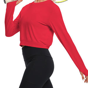 Camiseta de yoga de talla grande para mujer, informal, deportiva, de manga larga, ajustada, transpirable, para gimnasio, entrenamiento físico. - Product Image 3