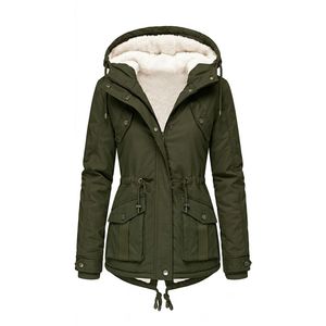 Custom Red Black Women's Colorblock Parka <b>Jacket</b> Polyester Shell <b>Sherpa</b> <b>Lined</b> Drawstring Waist Winter Outerwear - Product Image 4