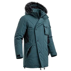 Men's Hooded <b>Fleece</b> Jacket Waterproof Polyester Shell Color Block <b>Zipper</b> Outdoor Autumn Winter Sportswear - Product Image 4