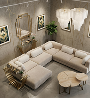 Ensemble de tables d'appoint gigognes modernes avec plateau en marbre, structure en acier inoxydable, tables d'appoint rondes de luxe pour la décoration d'hôtel