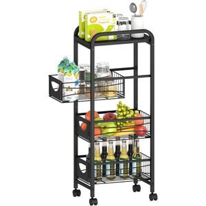 Carrito de almacenamiento de cocina de metal de 4 niveles con ruedas bloqueables, estante rodante delgado para despensa, baño, lavandería, organizador. - Product Image 1
